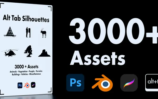 Alt Tab Silhouettes 3000+ Assets Blender preview by Alt Tab