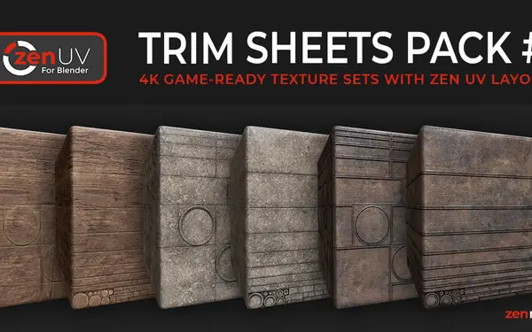 Trim Sheets Pack #1 Blender preview by Zenmasters