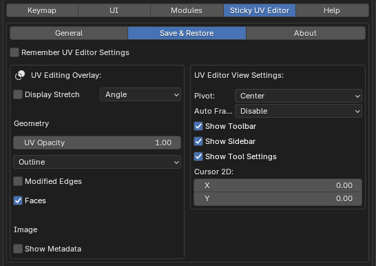 Stk UV Editor Save and Restore tab