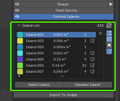 Island List in UI